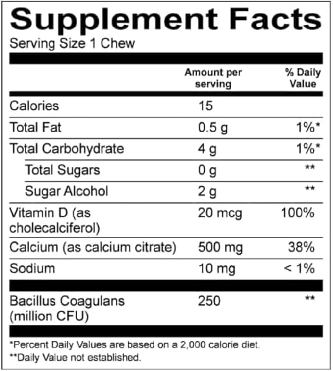 BariatricPal Sugar-Free Calcium Citrate Soft Chews | 500mg with Vitamin D & Probiotics | Chocolate Mint | 90 Count (1 Month Supply)