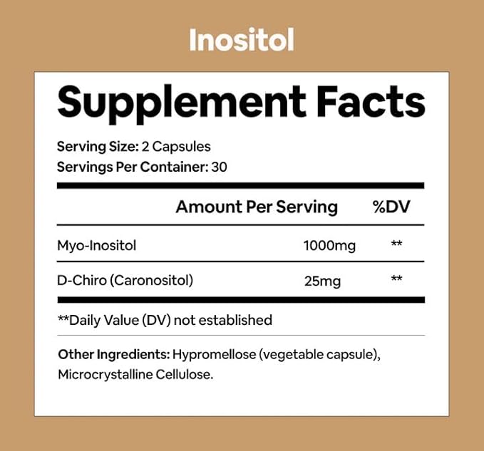Black Girl Vitamins Inositol Supplement, 2000mg Myo + 50mg D-Chiro, Vegan Capsules to Support Hormone Balance, Healthy Ovarian & Menstrual Wellness, 60 Count