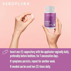 Seroflora Boric Acid Vaginal Suppositories for Women + 1 Suppository Applicator - Helps Support Vaginal Odor pH Balance, Yeast Infection and Bacterial Vaginosis