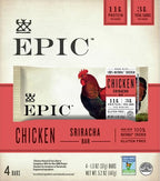 EPIC Chicken Sriracha Bar, Keto and Paleo Friendly, Protein Bars, 4 Ct, 5.2 oz