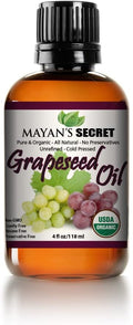 USDA Certified Organic GRAPESEED Oil Anti-Aging MOISTURIZER - Facial Cleanser | Unrefined, Cold Pressed | Essential to Reduce Skin Wrinkles and Stretch Marks | Dandruff Remover