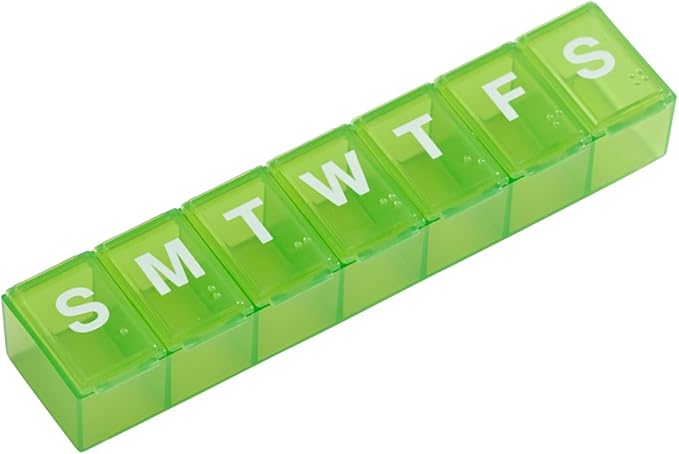 EZY DOSE Weekly (7-Day) Daily Pill Case, Medicine Planner, Vitamin Organizer, Supplement Container, Convenient and Easy to Use, Large Compartments, Travel Friendly, Color May Vary, BPA Free