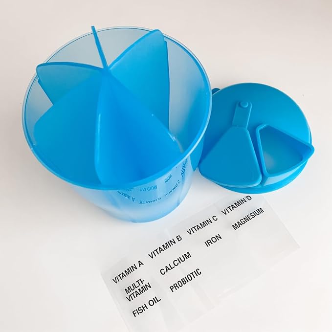 EZY DOSE Vitamin Organizer, 6 Large Compartments, 30-Day Vitamin and Medicine Storage, Keep Vitamins & Meds in Check, Easy to Use, Durable and Travel Friendly, Blue, BPA Free
