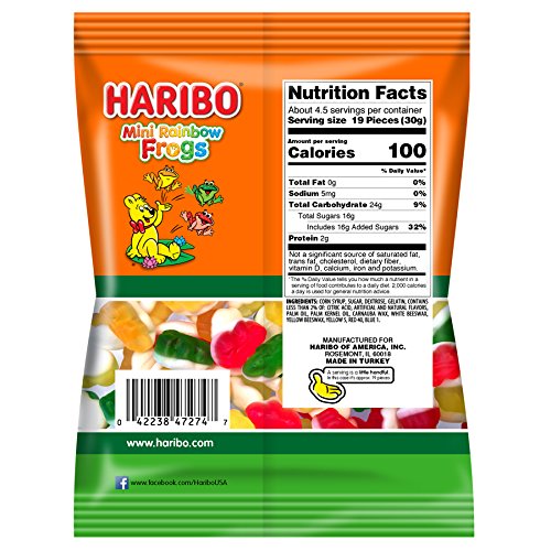 HARIBO Gummi Candy, Mini Rainbow Frogs, 5 oz. Bag (Pack of 12)