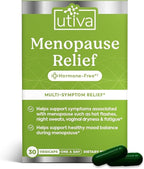 UTIVA Menopause Relief | Hormone-Free Menopause Support | Natural Multi-Symptom Relief | Helps Reduce Hot Flashes & Night Sweats | Mood Balance & Joint Support | Estrogen Free, 30 Vegi Capsules
