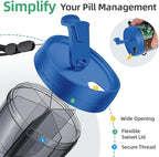PULIV Portable Pill Dispenser Bottle, Vitamin Organizer with 7 Compartments, Holds Plenty of Supplements with Anti-Mixing & Wide Openings Design, Easy to Retrieve Meds, Includes 20 Labels Royal Blue