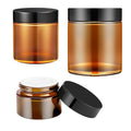 Amber Glass Jar with Lids, Tecohouse 4 oz, 2 oz and 1 oz Glass Jars with Lids & Stickers, Reusable Travel Containers for Creams, Lotion, Cosmetic - 3 pack