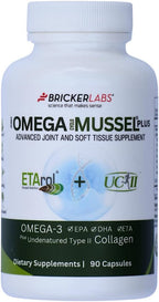 Bricker Labs Omega Cyclo - Mussel Plus UC-II, Premium NZ Green Lipped Mussel Plus UC-II Undenatured Type II Collagen, the Ultimate Joint Supplement for Joint Health and Comfort, 90 Capsules