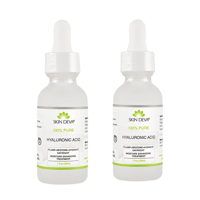 Skin Deva 100% Pure Hyaluronic Acid Serum for Face – Hydrating Facial Serum to Help Plump and Smooth the Appearance of Fine Lines – Lightweight Moisture Boost for All Skin Types – Pack of 2