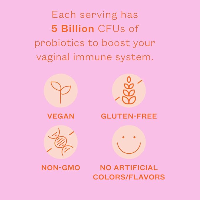 Cheeky Bonsai, Vaginal Probiotic Gummies for Women - Balanced pH, Healthy Odor, and Flora Support - 5 Billion CFUs - Juicy Strawberry Flavor, 60 Count