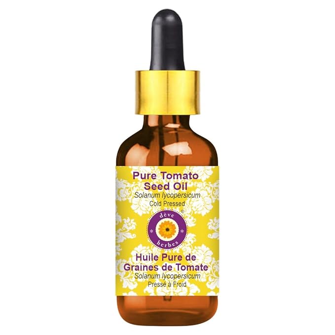 Deve Herbes Pure Tomato Seed Oil (Solanum lycopersicum) with Glass Dropper Cold Pressed 100ml (3.38 oz)