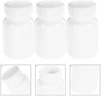 Zerodeko 5pcs 80cc White Plastic Pill Container with Lid, Small Travel Medicine Bottle for Capsules, Powder, Tablets Storage, Portable Mini Pill Organizer for Daily Use