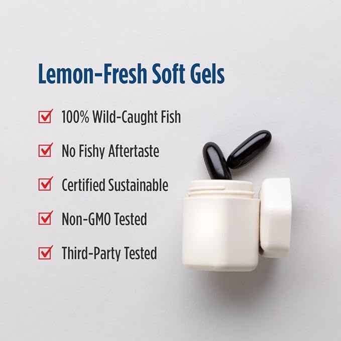 Nordic Naturals Ultimate Omega + CoQ10, Lemon - 120 Soft Gels - 1280 mg Omega-3 + 100 mg CoQ10 - Heart Health, Cellular Energy, Antioxidant Support - Non-GMO - 60 Servings