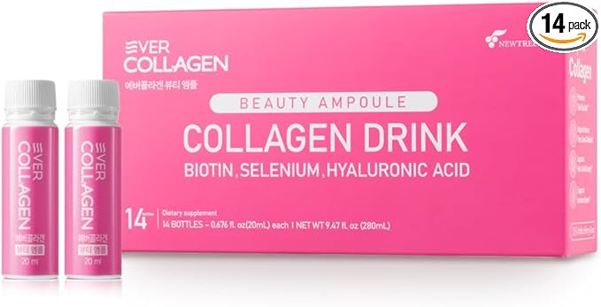 Beauty Ampoule - Liquid Marine Multi Collagen Drink Low Molecular Collagen Peptitdes Drinkable Supplement for Hair, Skin, Nail (1 Bottle Per Day, 14 Bottles)
