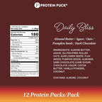 Protein Puck Vegan Plant based Protein Bar – Natural Healthy Snack Bars, 12 Count, 1.34oz Mini, Gluten Free, Dairy Free, No GMO, Kosher – Daily Bliss - Dark Chocolate, Almond Butter, Sport Nutrition