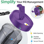 PULIV Portable Pill Dispenser Bottle, Vitamin Organizer with 7 Compartments, Holds Plenty of Supplements with Anti-Mixing & Wide Openings Design, Easy to Retrieve Meds, Includes 20 Labels Dark Purple