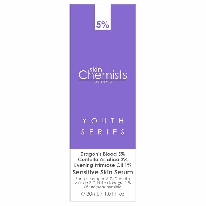 Skin Chemists Sensitive Skin - Dragon's Blood 5%, Centella Asistica 3%, Evening Primrose Oil 1%, Purple