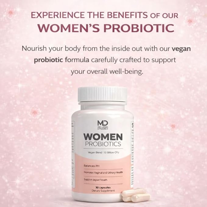 Women’s Probiotics – Vaginal Urinary Digestive Gut Balance Skin Support Daily Probiotic Supplement Vegan Capsules – 30 Count