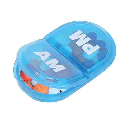 Ezy Dose Daily AM/PM Pocket Pharmacy Travel Pill Case, Medicine Planner, Vitamin Organizer, Snap-Shut Lids, Color May Vary, BPA Free