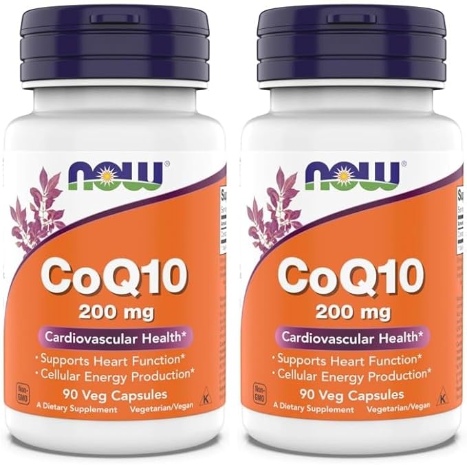 Now Supplements - CoQ10 (Coenzyme Q10) 200 mg, Supports Cardiovascular Health*, Kosher, Vegan 90 Vegetarian Capsules (Pack of 2)