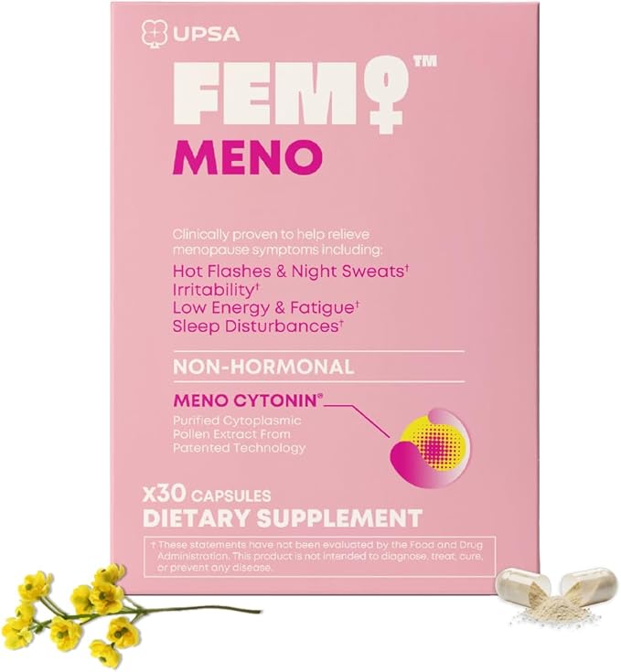 FEM Meno Menopause Supplements for Women - Non-Hormonal Menopause Relief for Hot Flashes & Night Sweats - Hormone Balance Support for Sleep, Mood & Energy - 30 Capsules