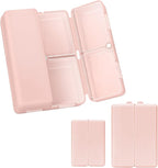 FYY 2 Pcs Daily Pill Organizer, 7 Compartments Portable Pill Case Travel Pill Organizer,[Folding Design] Pill Box for Purse Pocket to Hold Vitamins,Cod Liver Oil,Supplements and Medication-Pink