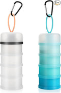 Accmor 2 Pcs Protein Powder Container to Go with Funnels Stand, 4 Compartments Stackable Protein Powder Dispenser for Workout, Fitness, Travel