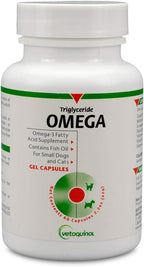 Vetoquinol Triglyceride Omega 3 Supplement for Dogs and Cats, Fish Oil Supplement with EPA and DHA, Promotes Skin, Coat, Joint, and Immune Health, Omega 3 Fish Oil for Dogs and Cats up to 30lbs, 60ct