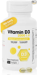Vitamin D3 2000 IU Softgels – 100 Softgels – Vitamin D3 Supplement for Daily Use