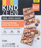 KIND ZERO Added Sugar Bars, Peanut Butter Dark Chocolate, Keto Friendly Snacks, Gluten Free, 5g Protein, 5 Count (Pack of 2)