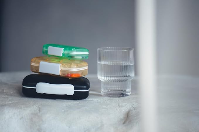 EZY DOSE Moisture-Proof Pill Case, Medicine Planner, Vitamin Organizer Box, Travel-Friendly, Latch-Closure to Secure Contents, 8 Individual Compartments of Multiple Sizes with Tight Seal, Large, Black