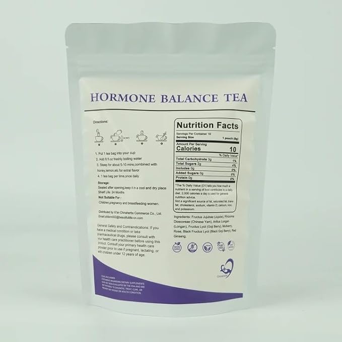 Hormone Balance Tea for Women Support Menstrual Cycle & Help to Get Pregnant Fast, 10 Loose Leaf Teabags for Fertility and Ovulation