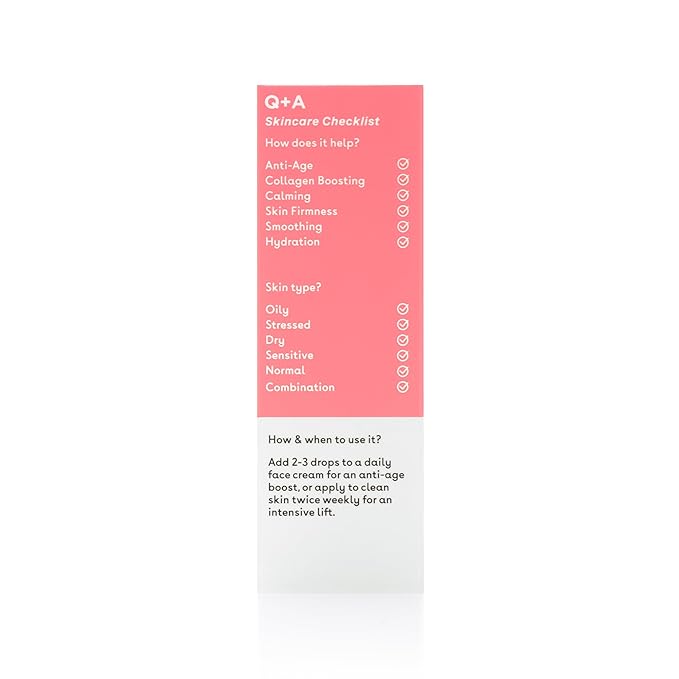 Q+A Collagen Booster Serum (15ml), Collagen Face Serum, Skincare with Algae Extracts, Smooths, Plumps & Hydrates, Vegan & Cruelty Free, For All Skin Types