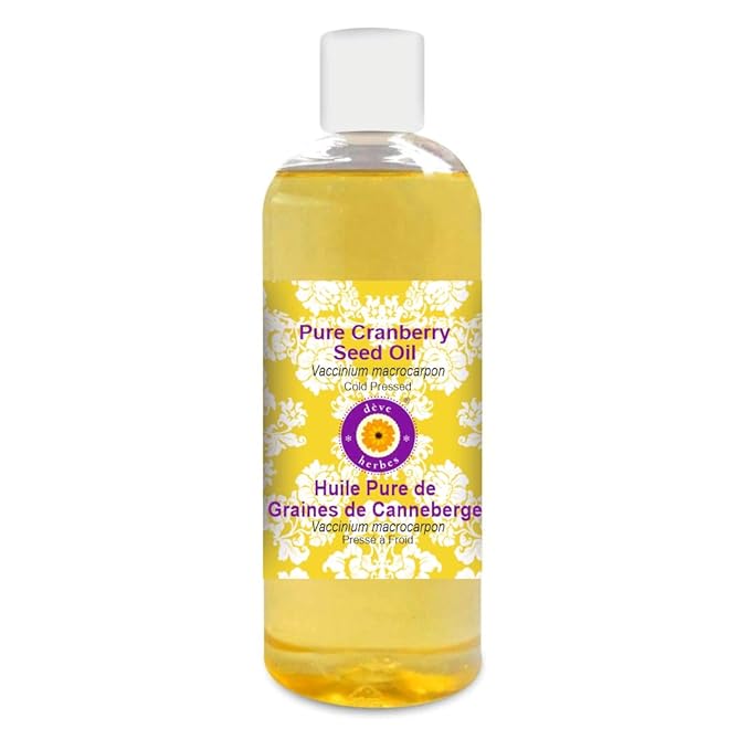 Deve Herbes Pure Cranberry Seed Oil (Vaccinium macrocarpon) Cold Pressed 200ml (6.76 oz)