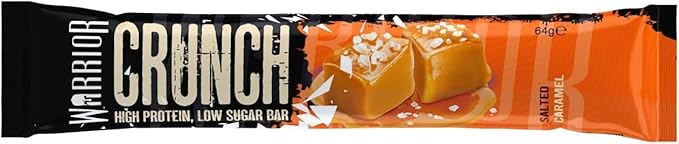 Warrior Crunch High Protein Low Carb Bar, 64 g, Salted Caramel, Pack of 12