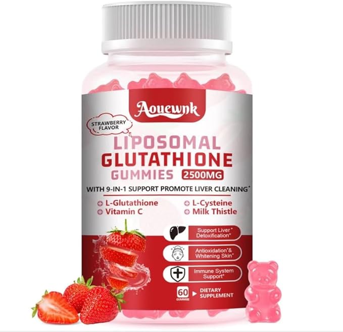 1 Pack 2500MG Liposomal Glutathione Gummies Supplement - Support Skin & Liver Function, 98% Bioavailability, with L-Glutathione & Milk Thistle to Support Antioxidant & Enhance Immunity