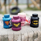 Smartshake Justice League Whey2Go Superman Protein Powder Storage Container 50g – BPA Free Shaker Bottle Funnel for Whey Protein Powder + Protein Shakes 110ml, DC Comics Superman Gifts for Men