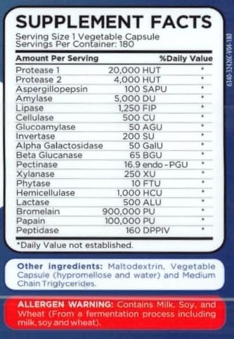 Zenesis Labs Digestive Enzymes - with Amylase, Bromelain, Protease, Lipase, & 14 Other Enzymes - 180