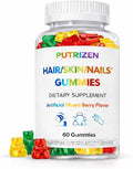 Biotin Hair Skin Nails Gummies: Daily Beauty Supplement for Women Experiencing Stress-Related Hair Thinning, Supports Strong Nails & Healthy Skin, 60 Count, Strawberry Flavor