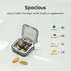 Small Stylish Pill Case, Compact Vitamin Box, Portable Travel Pill Dispenser, 4 Compartments Medications & Supplements Organizer (Yellow)