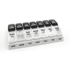 EZY DOSE Weekly (7-Day) Daily AM/PM Pill Case, Medicine Planner, Vitamin Organizer, Supplement Container, Large Pop-Out Compartments, Designed for Travel 2 Times a Day, Black and White Lids