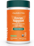Charlotte's Web Focus Support Mushroom Gummies for Focus and Energy w/Lion’s Mane, Natural Cognitive Support Lions Mane Gummies for Adults — Tangerine Flavor (30 Servings)