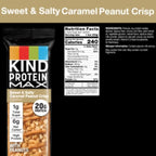 KIND Protein MAX Sweet & Salty Caramel Peanut Crisp Snack Bars, 20g ofProtein, Keto Friendly, 1g ofSugar Per Bar, Gluten Free, 4 Count Box (Pack of 8)