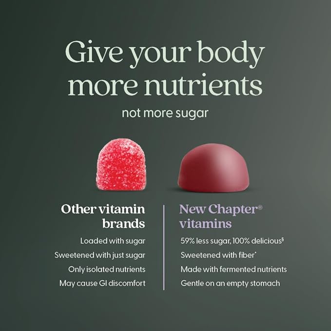 New Chapter Women’s Multivitamin Gummies - 59% Less Sugar, Women’s Gummy Vitamins with Vitamin C, D3 & Zinc, Non-GMO, Gluten Free, Berry-Citrus, 75ct