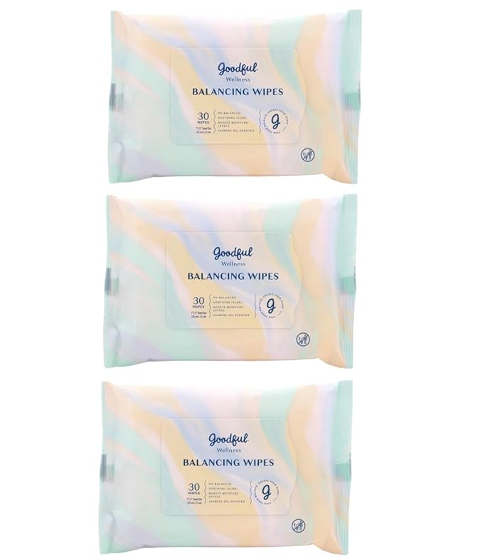 Goodful Wellness pH Balancing Wipes, 30 Count (Pack of 3) Hypoallergenic Feminine Wipes, Gentle pH Balanced Wipes Women, Unscented Intimate Wipes