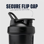 BlenderBottle Shaker Bottle with Pill Organizer and Storage for Protein Powder, Classic V2 ProStak System, 22-Ounce, Midnight Black