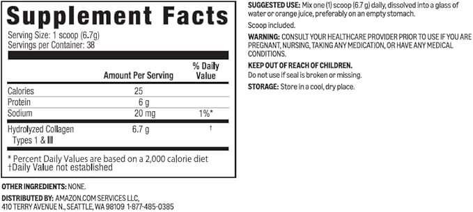 Amazon Basics Collagen Peptides Type 1 & 3 Powder, 9 oz 38 Servings
