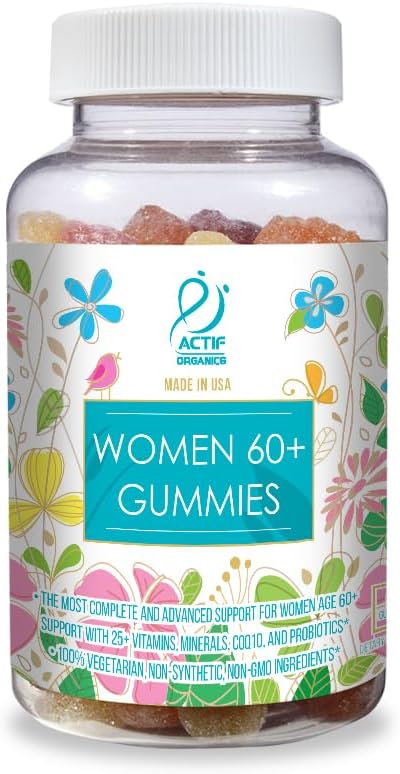 ACTIF Women Age 60+ Gummies with 25+ Advanced Factors, CoQ10, and Probiotics - Non GMO, Made in USA, 90 Count