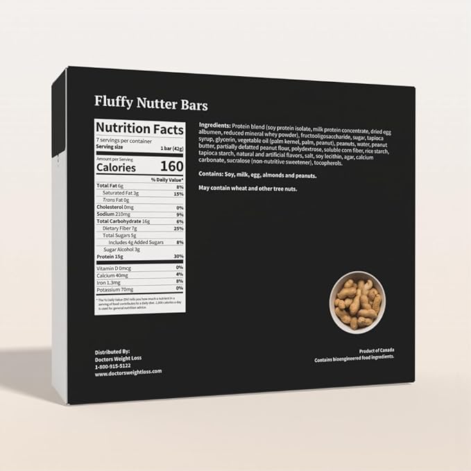 ProtiWise – High Protein 15g Bar | 7/Box | Weight Loss, Diet, KETO Friendly, Hunger Control, Meal Replacement | Gluten Free, Low Fat, Low Sugar (Fluffy Nutter)