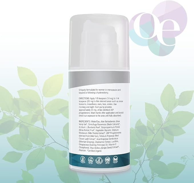 Organic Excellence Balance Plus Therapy - USP Bioidentical Organic Progesterone Cream for Women - with Phytoestrogens - for Menopause Relief and Natural Hormone Balance, 3.3 fl oz (100g)